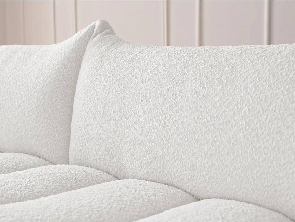 Colțar alb cu tapițerie din țesătură bouclé (cu colț pe partea stângă/cu șezlong) Azra – Bobochic Paris