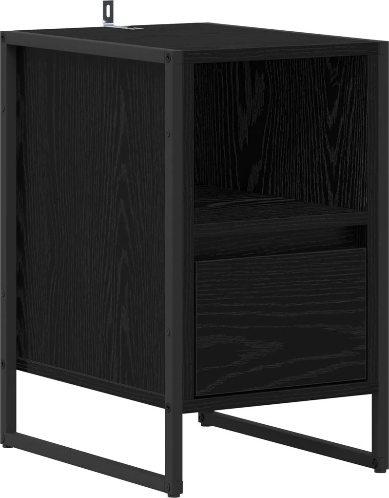 vidaXL Noptieră cu sertar Stejar Negru 39,5 x 30 x 50 cm Lemn compozit