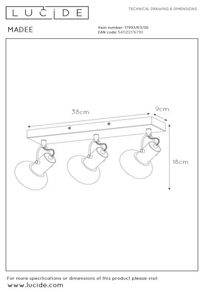 Spot MADEE 3xE14/25W/230V Lucide 17993/03/30