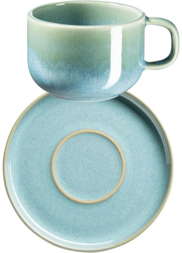 Mäser Set de cești de cafea cu farfurioare Cordelia Atacama Green, 6+6 buc.