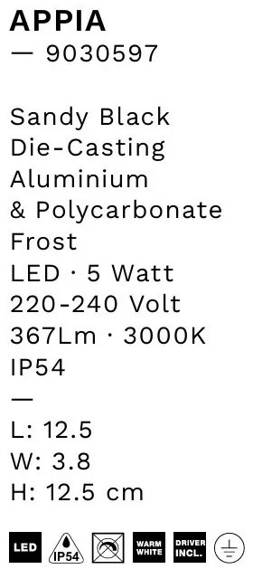 Aplica de perete LED pentru iluminat exterior IP54 APPIA