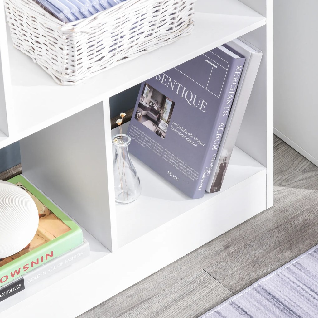 HOMCOM Bibliotecă raft Mobilier de Depozitare 5 nișe + 5 rafturi Panouri Particule Alb | Aosom Romania