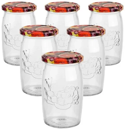 Set de 6 borcane de conservare cu capac Fructe,335 ml