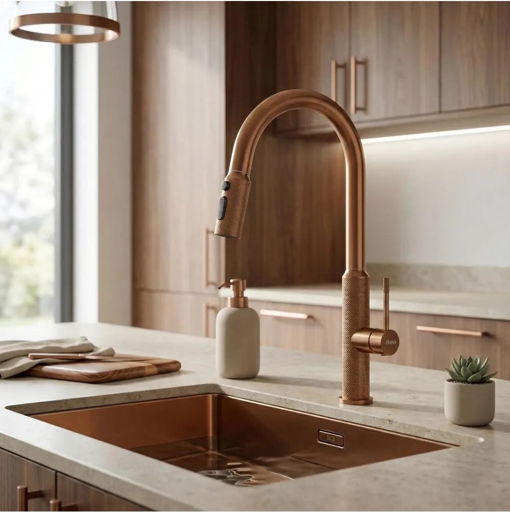 Baterie bucatarie Rea Master cupru periat