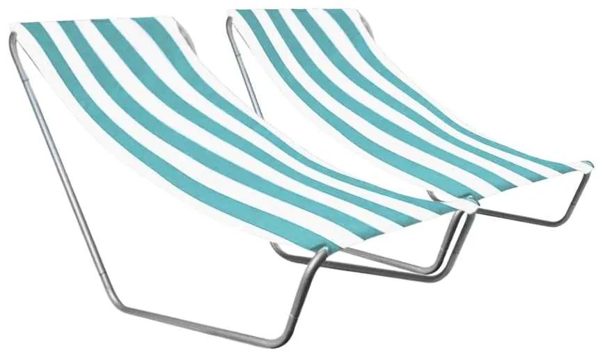 Set de 2 sezlonguri de plaja pliabile SAND, dungi turcoaz