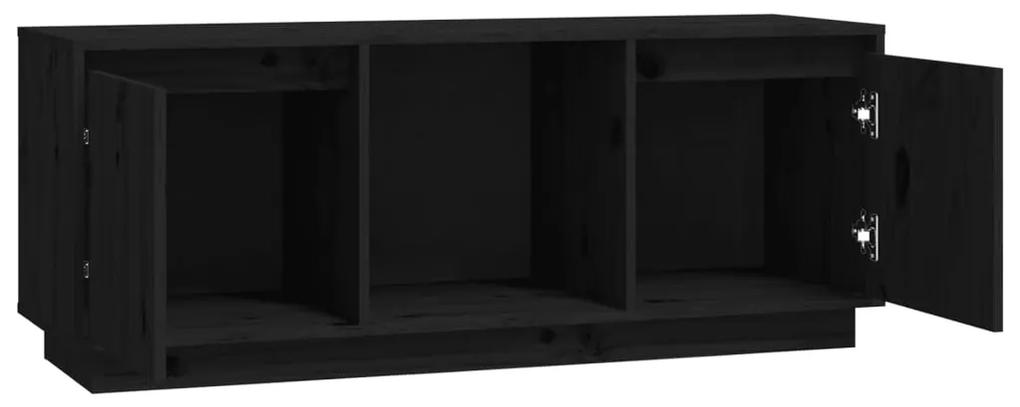 Comoda TV, negru, 110,5x35x44 cm, lemn masiv de pin 1, Negru