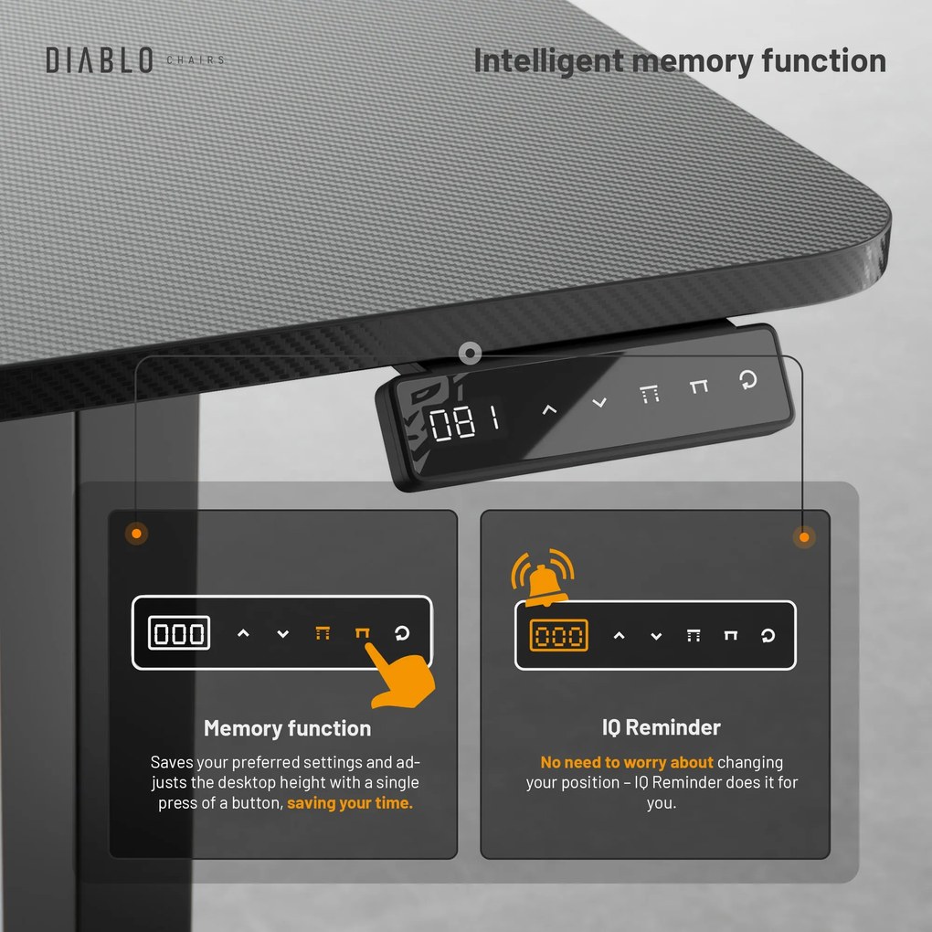 Birou Cu Înălțime Reglabilă Diablo X-Tensio 1400 Negru