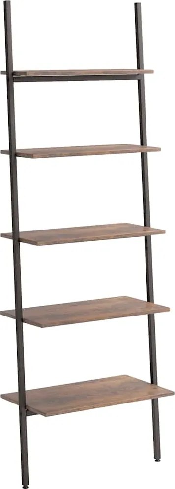 vidaXL Raft înclinat cu 5 niveluri maro închis / negru 64x34x185,5 cm