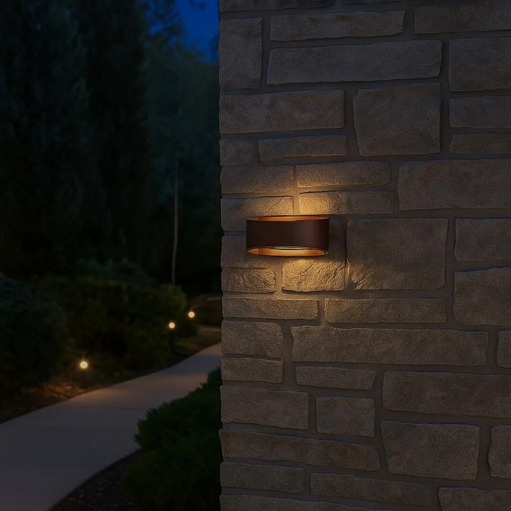 Aplica LED perete exterior IP54 Gerla maro
