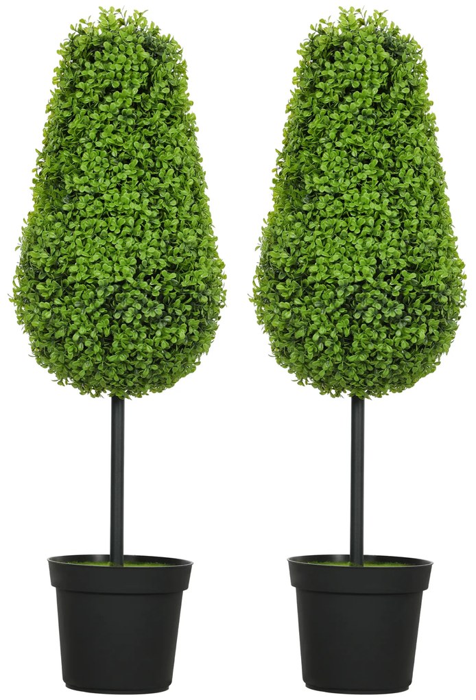 HOMCOM 2 bucăți Plante Artificiale de Buchet 90cm Plante Artificiale în formă de lacrimă, Plante Artificiale din Plastic în ghiveci pentru Decorare Modernă | Aosom Romania