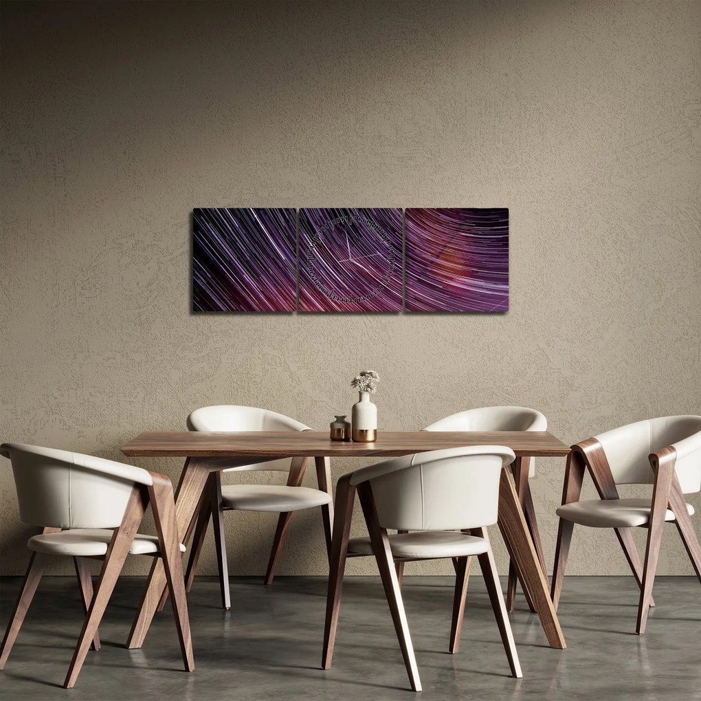 Tablou cu stele șterse pe cer (cu ceas) (90x30 cm)