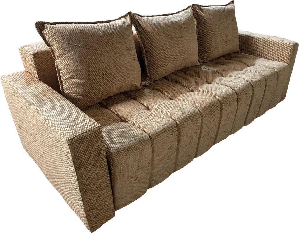 Canapea ZARA extensibila, 3 locuri, cu lada de depozitare, stofa bej auriu , 220x95x80 Bej Auriu, Stofa, 220 cm