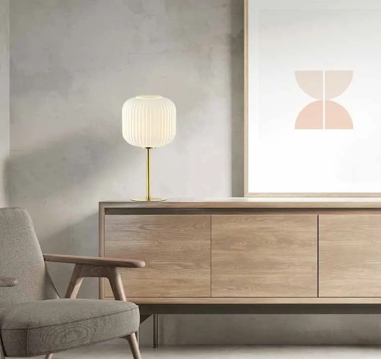 Veioza, lampa de masa design modern Mird alb, alama