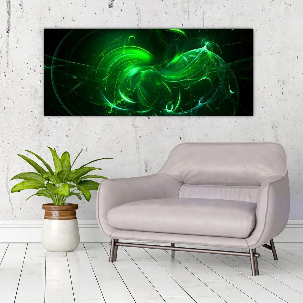 Tablou - abstracție verde (120x50 cm)