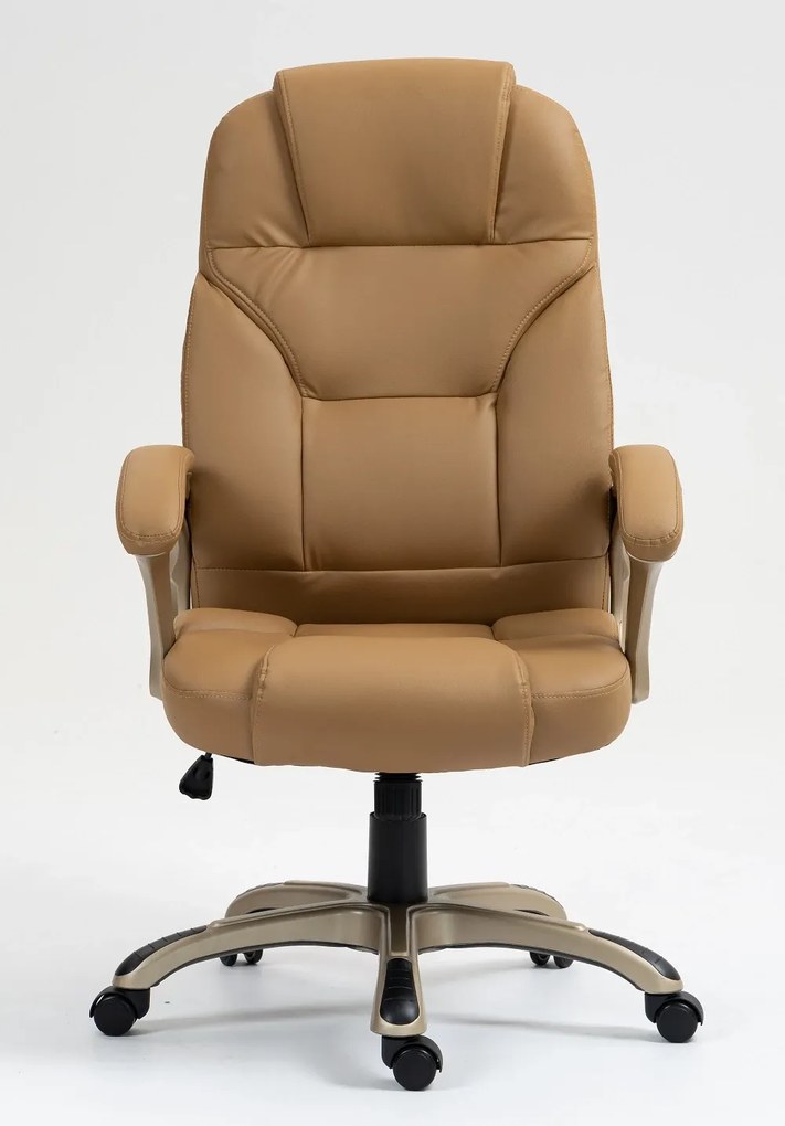 DESMOND Scaun directorial, recliner, pivotant, inaltime reglabila, rezistent 150 kg, piele PU, Maro