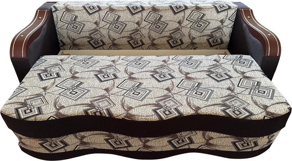 Canapea DIANA extensibila, 3 locuri, cu lada de depozitare, stofa gri cu negru , 220x100x80 Maro + Bej