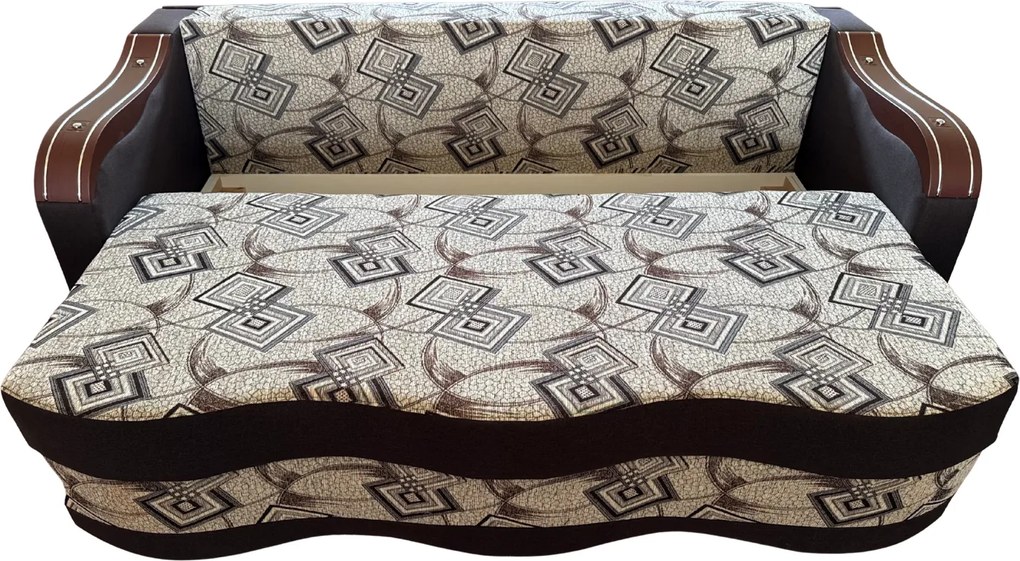 Canapea DIANA extensibila, 3 locuri, cu lada de depozitare, stofa maro cu bej , 220x100x80 Maro + Bej