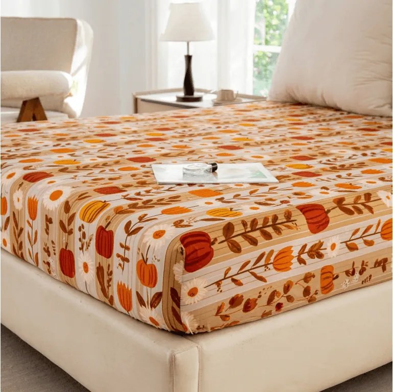 Cearsaf din microfibra PUMPKIN STRIPES colorat 90x200 cm