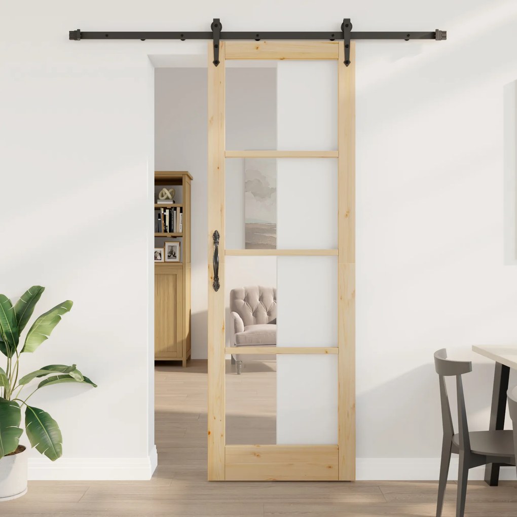 vidaXL Ușă glisantă Manual Maro 78 x 232 cm Lemn și metal