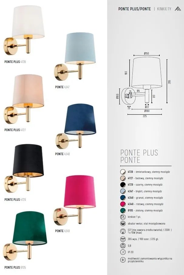 Aplica de perete design modern Ponte plus verde, alama