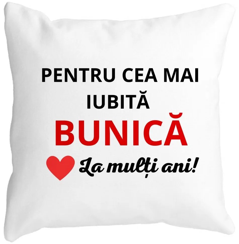 Perna Decorativa pentru Bunica 16, 40x40 cm, Alba, Mata, Husa Detasabila, Burduf