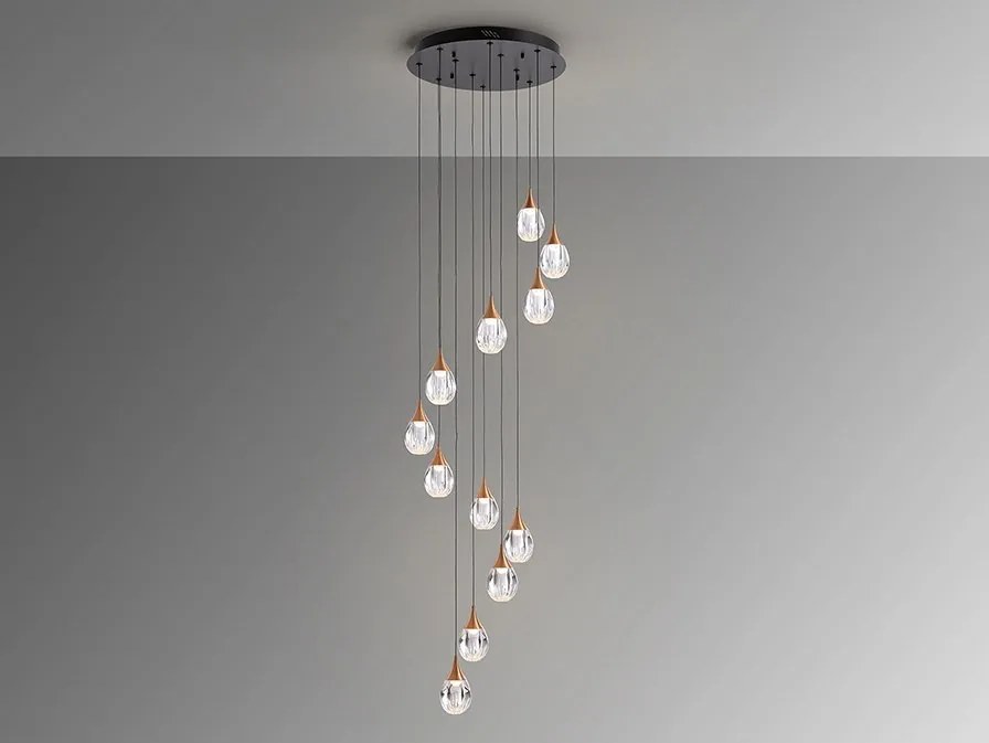 Lustra LED dimabila design modern Corina 12L negru/cupru