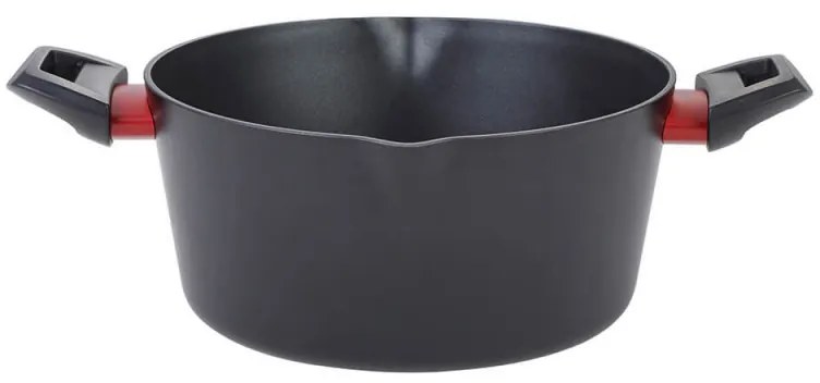 Cratiță Luigi Ferrero Rosso FR-2411, 24x11.5 cm, 4.1 l, Acoperire antiaderentă, Capac din sticlă cu gaură pentru abur, Inducție, Negru