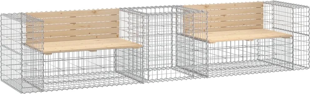 vidaXL Bancă de grădină cu coș gabion, lemn masiv de pin