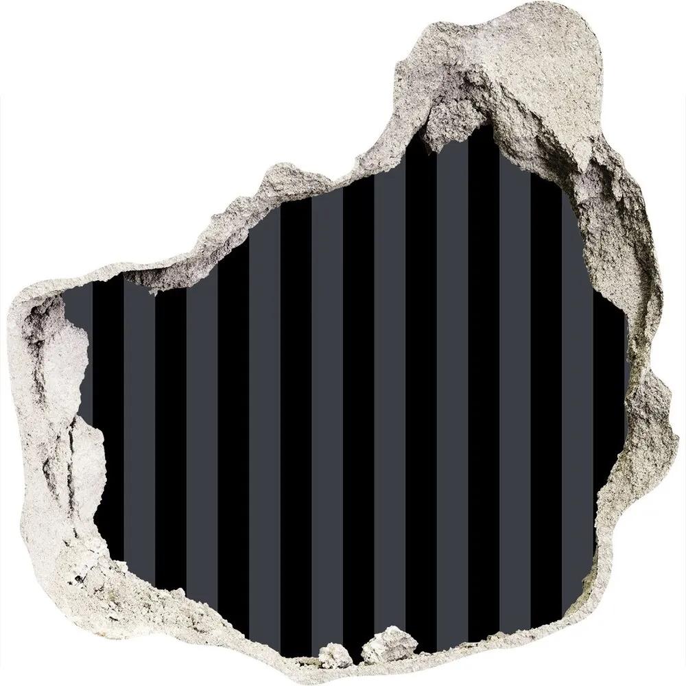 Fototapet 3D gaură în perete Dungi negre și gri