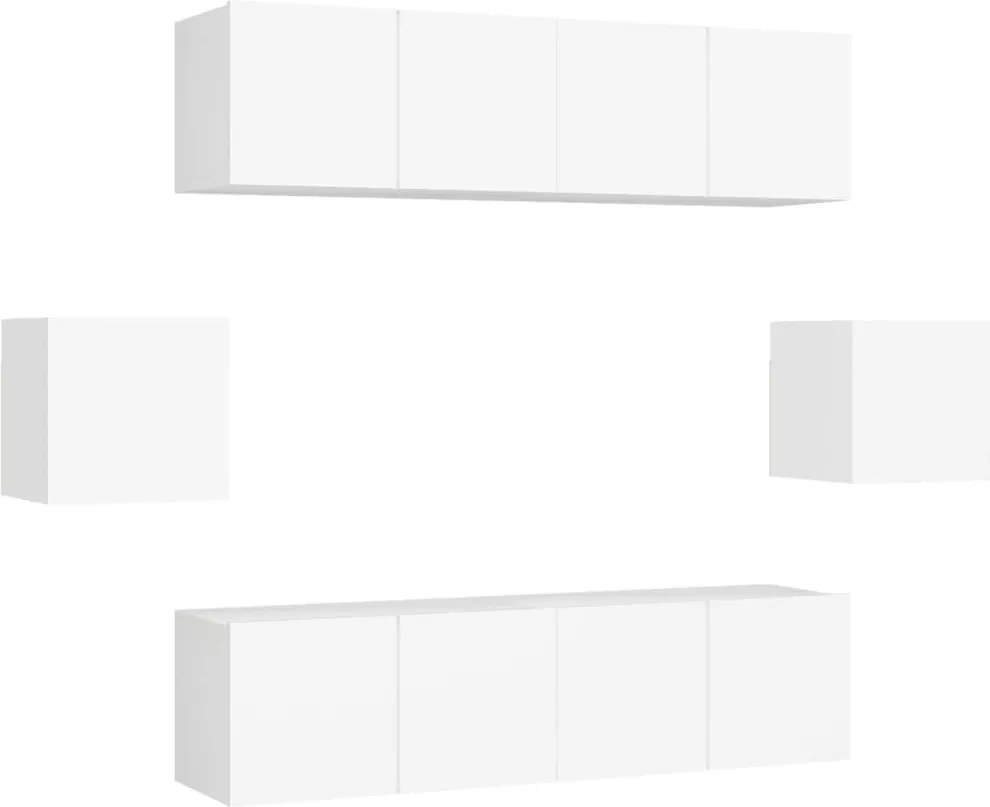 vidaXL Set dulapuri TV, 6 piese, alb, lemn prelucrat