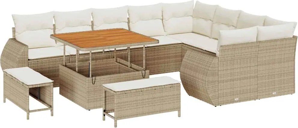 vidaXL Set de canapele pentru grădină cu pernă 12 pcs bej și crem