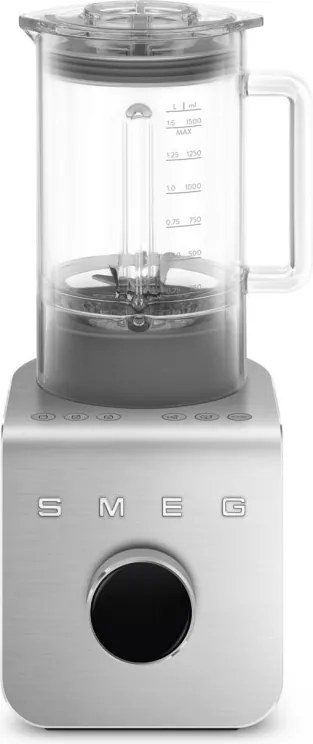 Blender Smeg Collezione BLC02BLMEU, 1400 W, 1,5 l, 22 000 rpm, 5 programe, 9 viteze, Măcinare gheață, Oțel inoxidabil, Negru/Inox