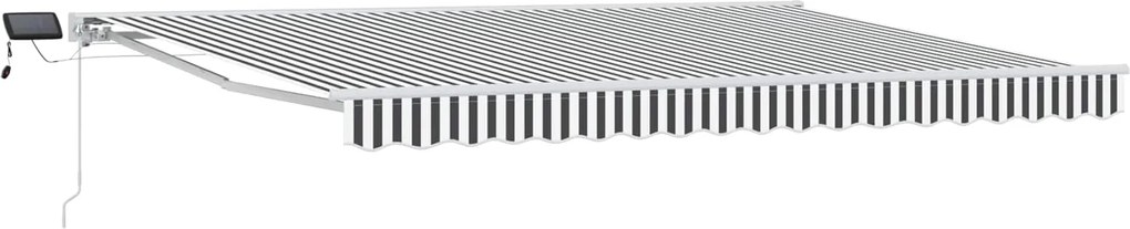 vidaXL Cadru manual de marchiză cu LED-uri Antracit și Alb 4,5 × 3 m