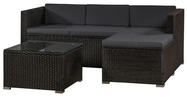 Jusky Set ratan de gradina Punta Cana L - perne negre/antracit