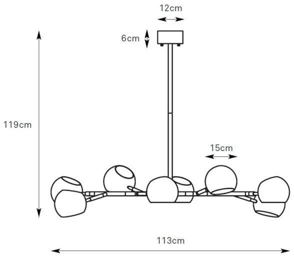 Lustră pe tijă Markslöjd 108852 EDGAR 8xE14/40W/230V negru