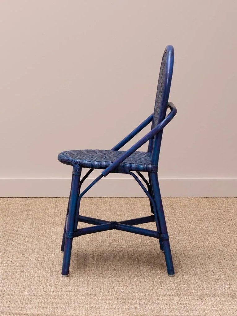 Scaun de dining albastru din rattan, "Pigmento"