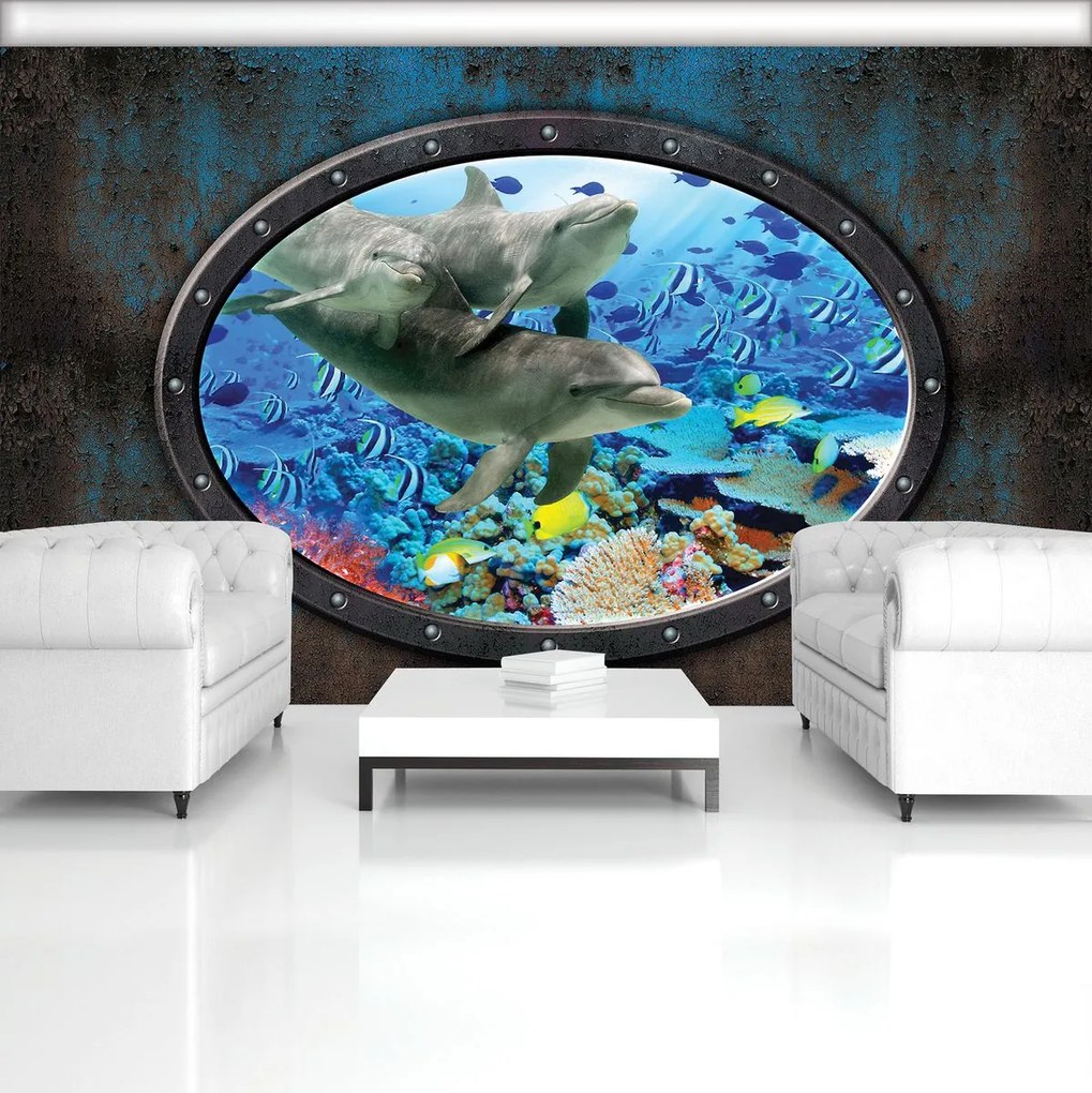 Fototapet - Delfin în aquariu (254x184 cm)