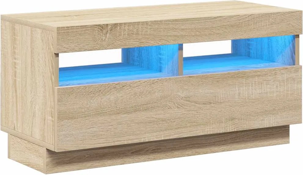vidaXL Comodă TV cu lumini LED, stejar Sonoma, 80x35x40 cm