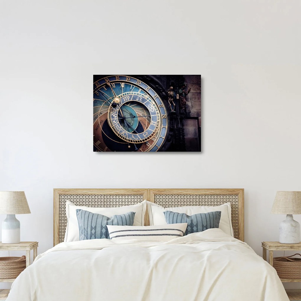 Tablou pe sticlă - Orloj, Praga (70x50 cm)