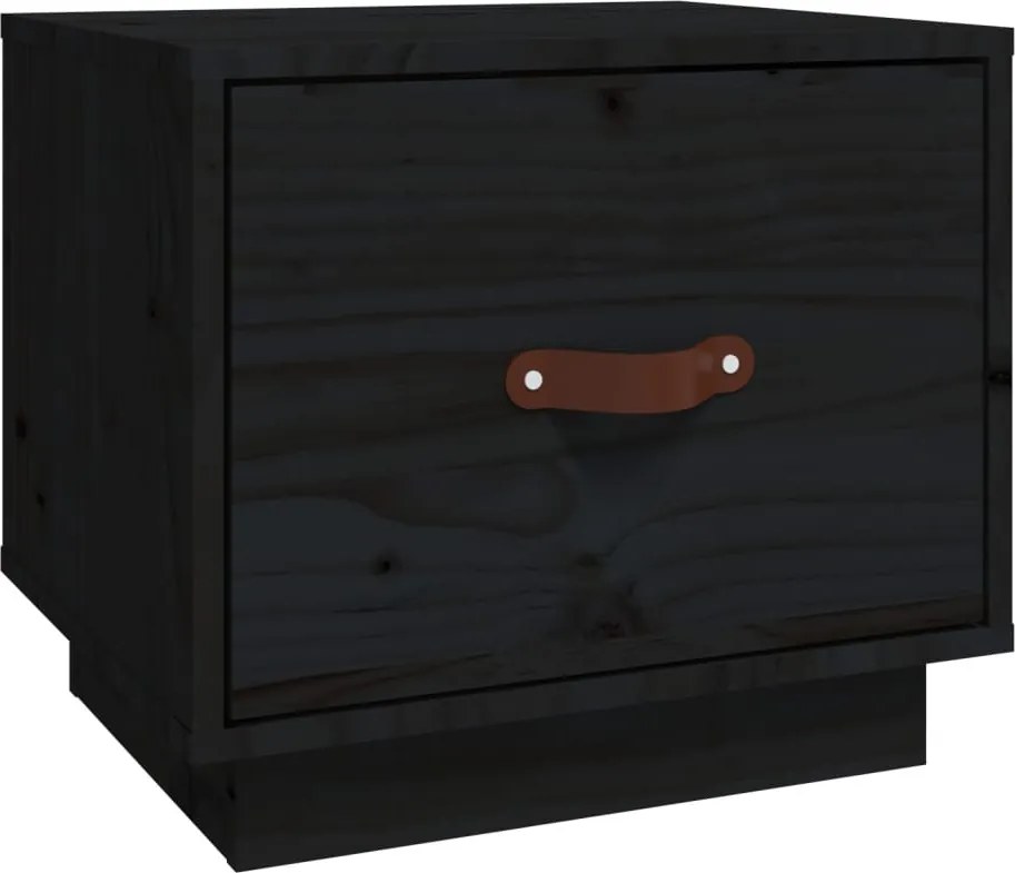 vidaXL Noptieră, negru, 40x34x35 cm, lemn masiv de pin