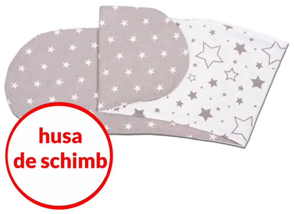 Husa bumbac detasabila pentru Perna gravide 3 in 1 Kidizi Lena, Galaxy Grey