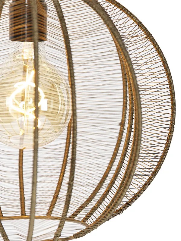 Suspensie industrială bronz cu 3 lumini rotunde negre - Dong