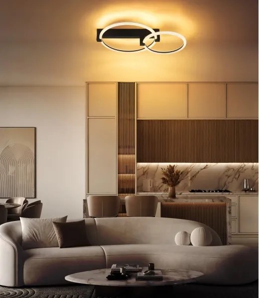 Globo 48050D1S - Plafonieră LED FLETCHER LED/24W/230V 3000K 58x38 cm neagră