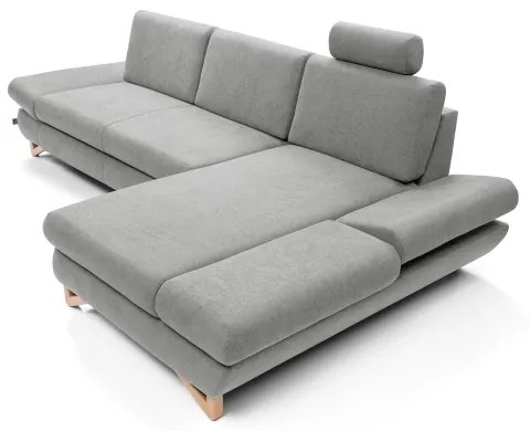 Colțar tapițat extensibil AVESTA, formă L, partea dreaptă, gri, cu spațiu de depozitare