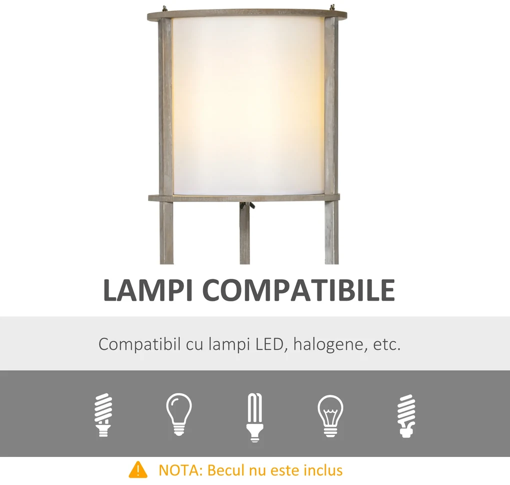 Lampa de podea cu rafturi, lampa de lectura moderna cu comutator de picior, baza E27 HOMCOM | Aosom RO