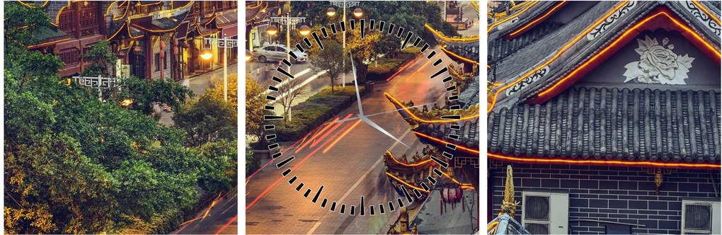 Tablou - Qintai Road, Chengdu, China (cu ceas) (90x30 cm)