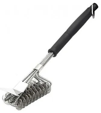 Perie pentru curatat gratar, grill, inox, 2 in 1, sarma si racleta, 44x6.5x8 cm