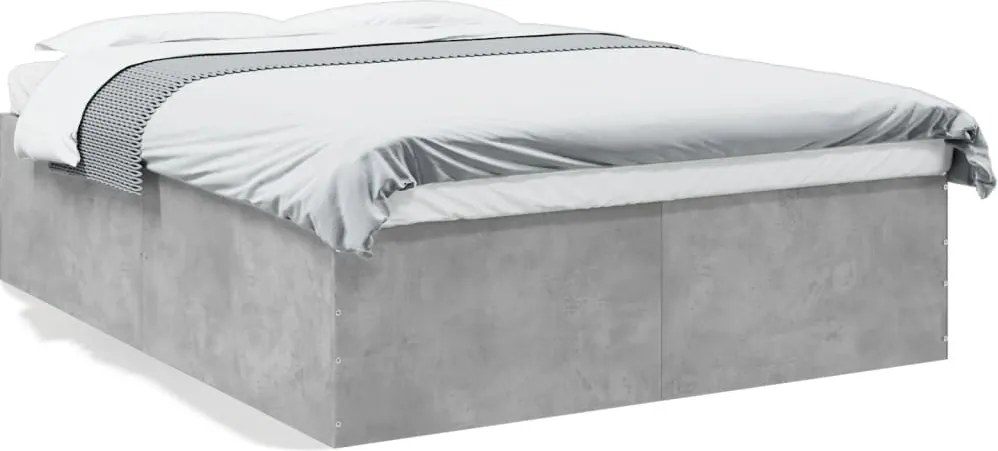 vidaXL Cadru de pat, gri beton, 150x200 cm, lemn prelucrat