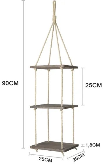 Etajeră suspendată 90x25 cm molid