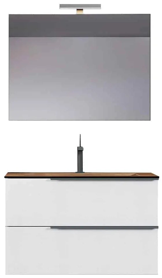Set Mobilier Baie Suspendat Marco, Greige Texturat, Lavoar HPL